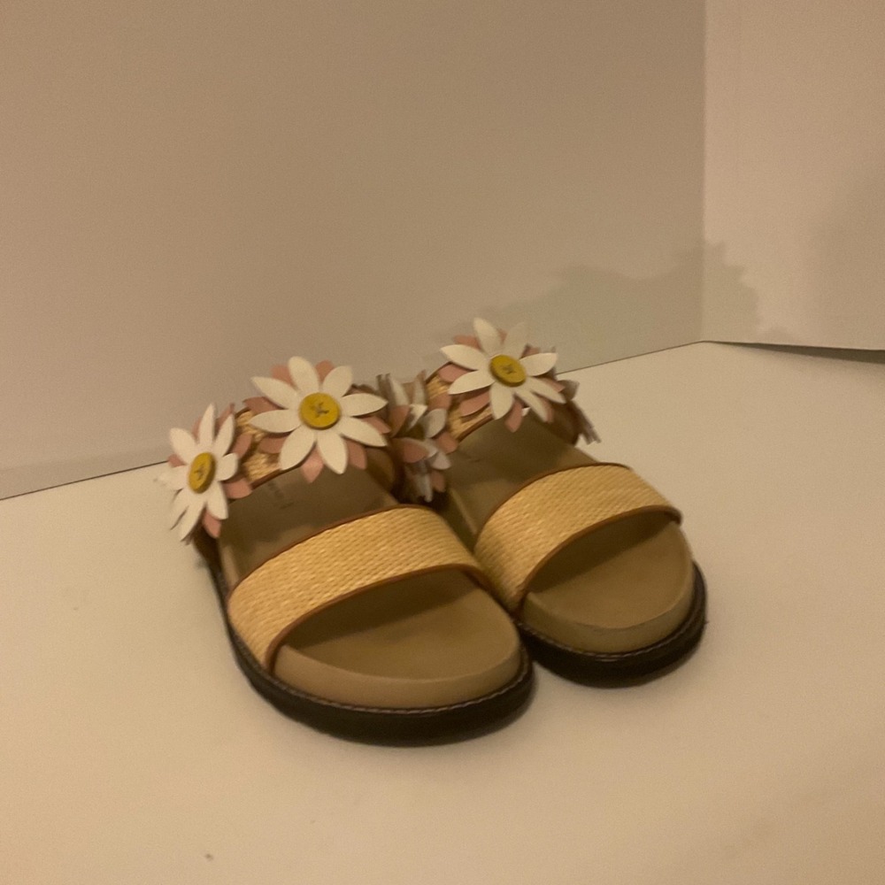 Fabrizio Viti Daisy Leather Applique Boho Chic Rafia Woven Strap Sandals 38 US 8 - Picture 4 of 13
